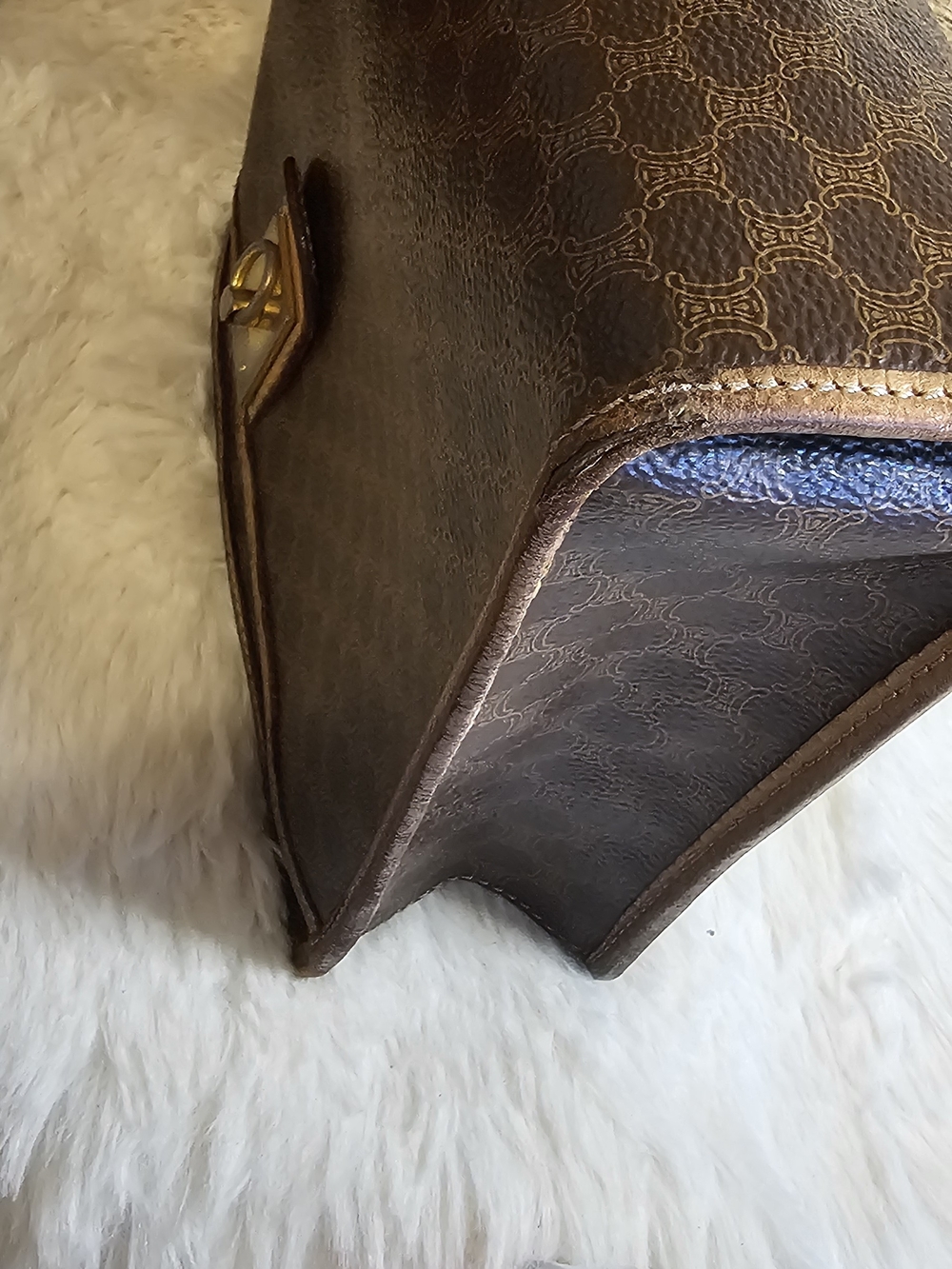 Celine Brown Monogram Canvas Clutch with Gold Hardware - Picture 10 of 14